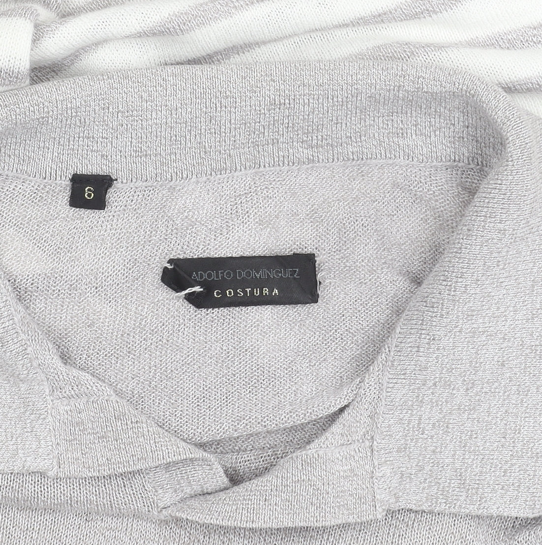 Adolfo Dominguez Men’s Grey Striped Polo Shirt Size M Cotton