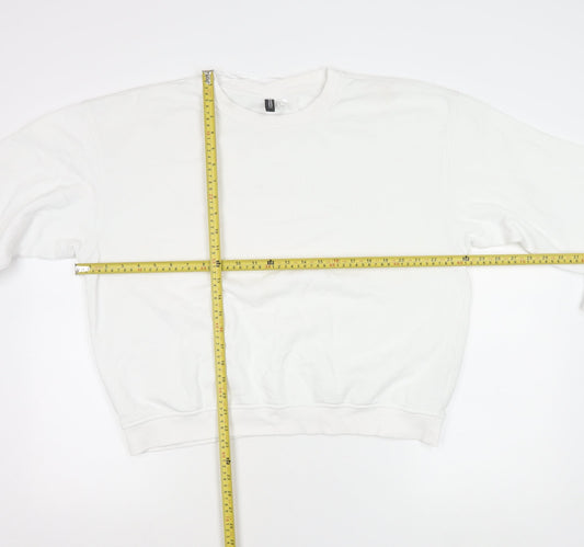 H&M Divided Women’s White Crew Neck Sweatshirt Size M Cotton Blend