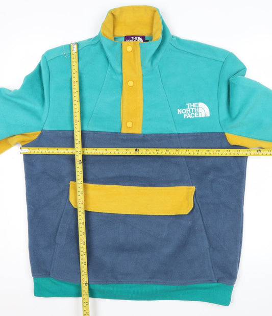 The North Face Men's XL Colour Block Fleece Pullover Sweatshirt Blue Green Yellow