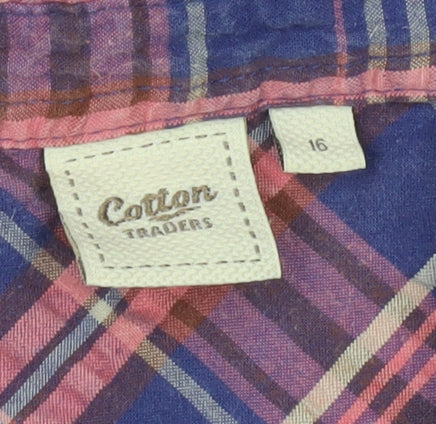 Cotton Traders Womens Multicoloured Plaid Button-Up Shirt Size 16