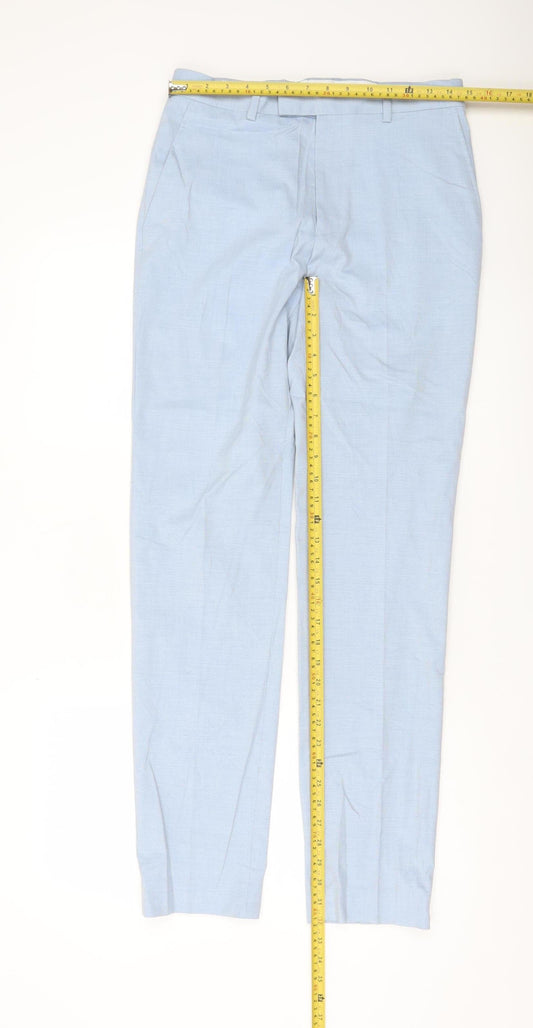Mens UK Size 30 in Marks and Spencer Slim Fit Dress Pants Blue Trousers