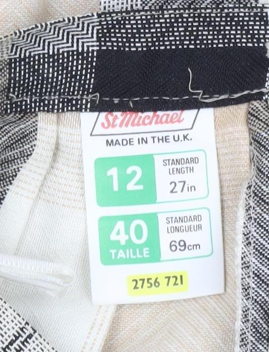 Marks and Spencer Women Beige Plaid Pleated Midi Skirt Size 12