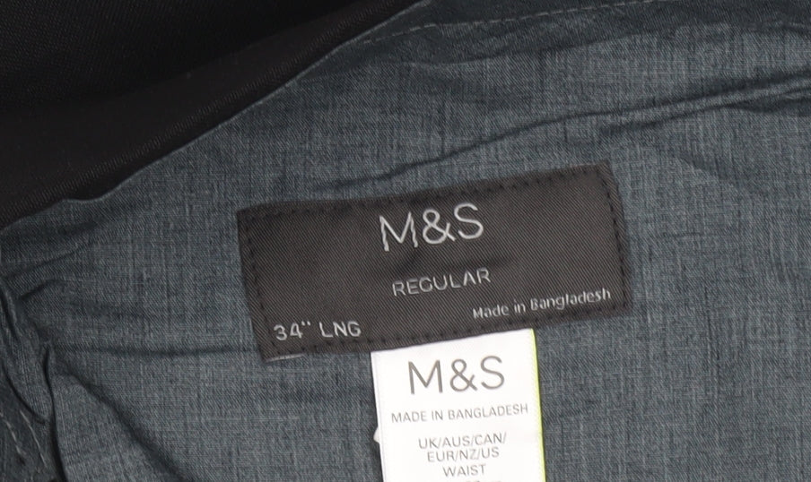 Marks and Spencer Men's Black 34W 34L Regular Fit Dress Pants