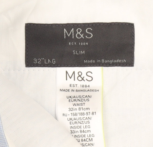 Marks and Spencer Men’s Blue Slim Fit Dress Pants 32W 33L