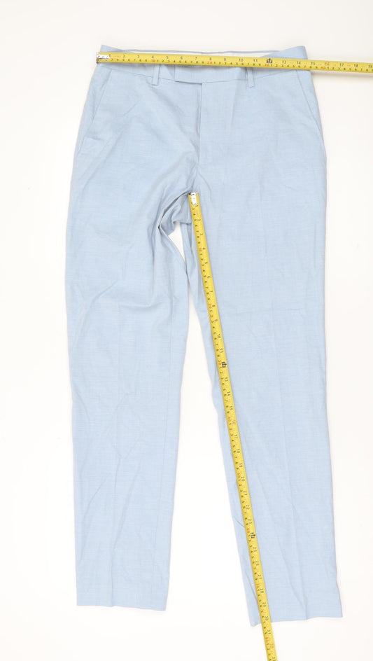 Mens UK Size 30 Marks and Spencer Slim Fit Dress Pants Blue Trousers