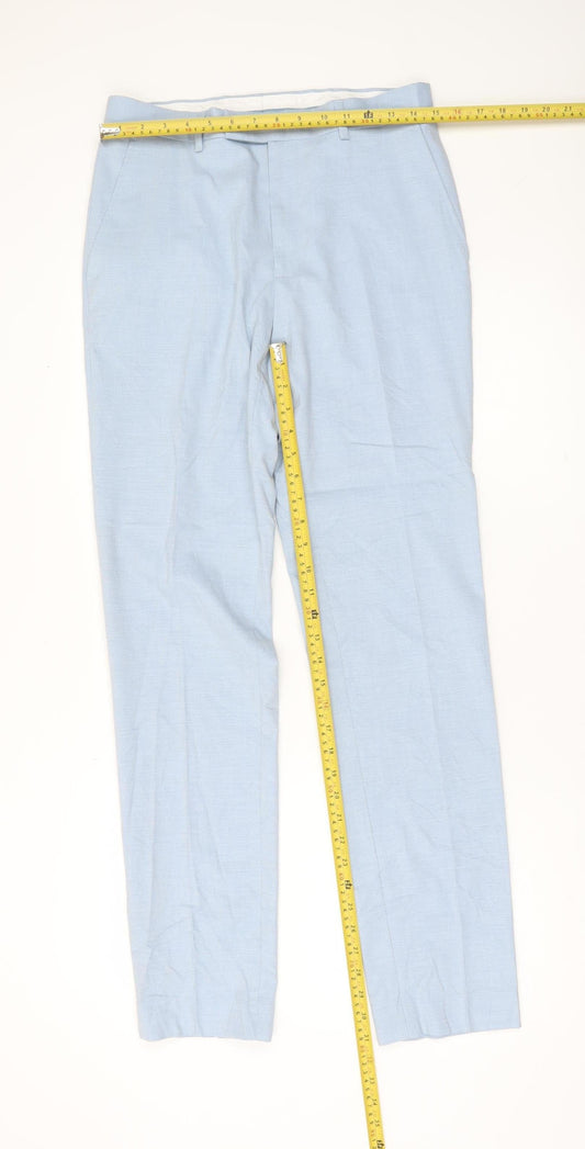 Mens UK Size 30 in Marks and Spencer Slim Fit Dress Pants Blue Trousers