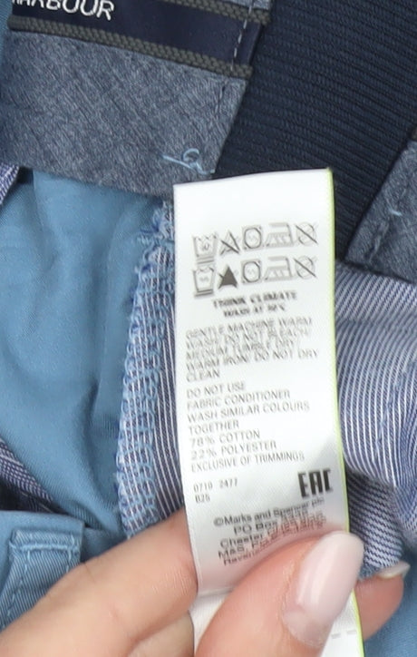 Marks and Spencer Mens Blue Chino Trousers 30W 33L Straight Fit
