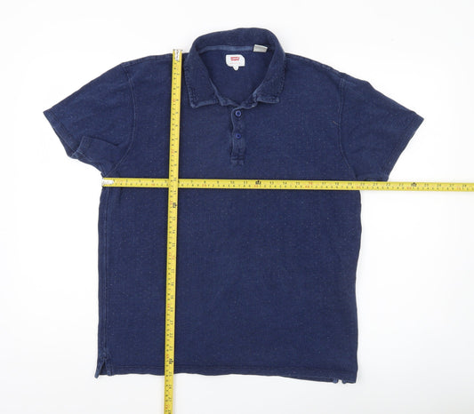 Levi's Men's Blue Cotton Polo Shirt Size L Short Sleeve Casual