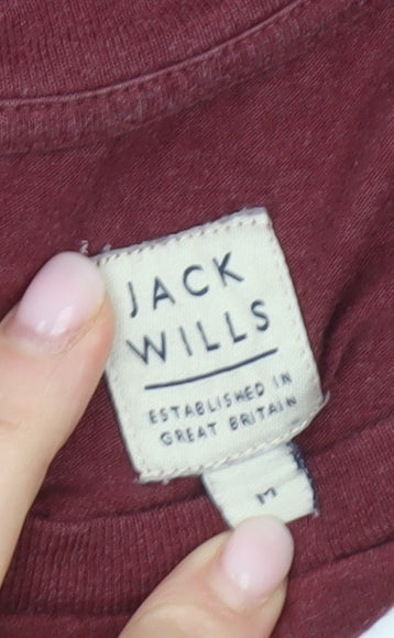 Jack Wills Men’s Red M Graphic Logo T-Shirt Short Sleeve Cotton Blend