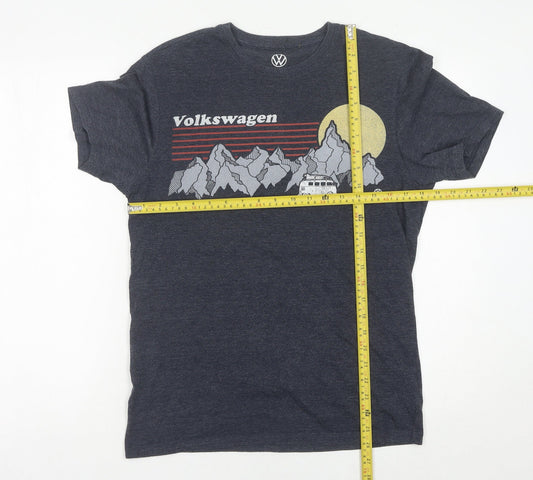 Volkswagen Men’s Grey Small Graphic T-Shirt Retro Transport