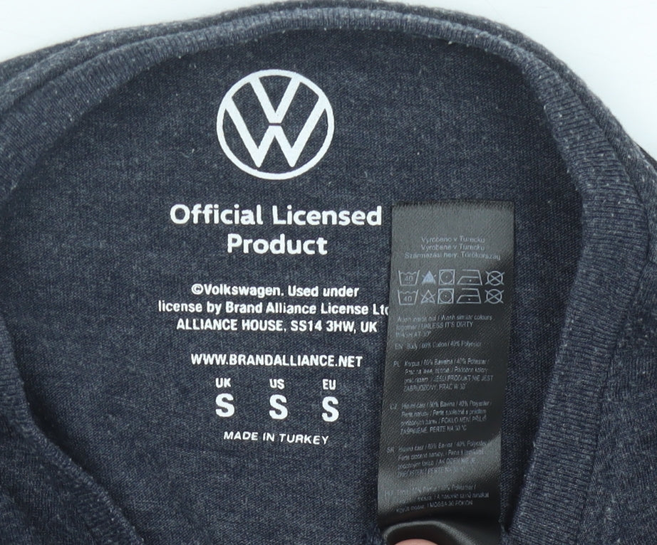 Volkswagen Men’s Grey Small Graphic T-Shirt Retro Transport