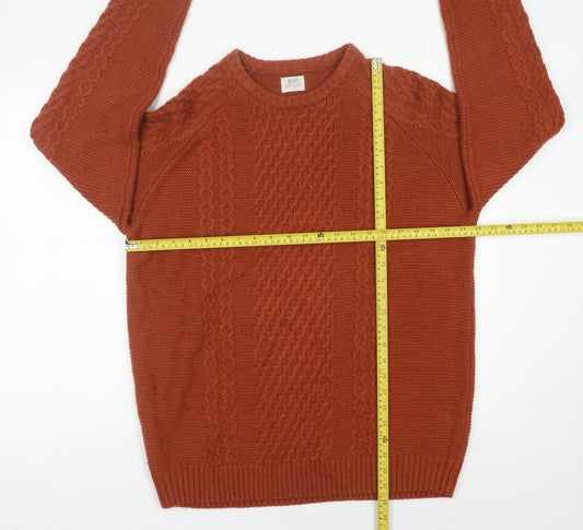 Matalan Men’s Brown Cable-Knit Wool Blend Jumper L