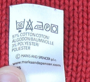 Marks and Spencer Mens Red Medium Crew Neck Cotton Jumper