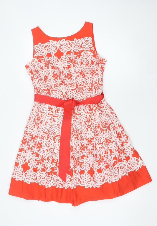 Debenhams Women’s Red Floral Lace Fit & Flare Dress Size 12