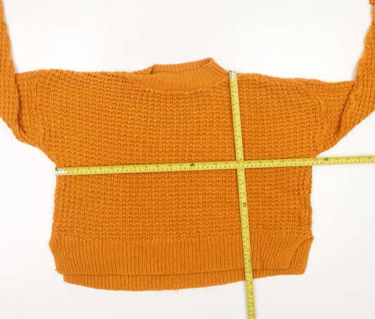Boohoo Women’s Orange Mock Neck Chunky Knit Jumper Size 14