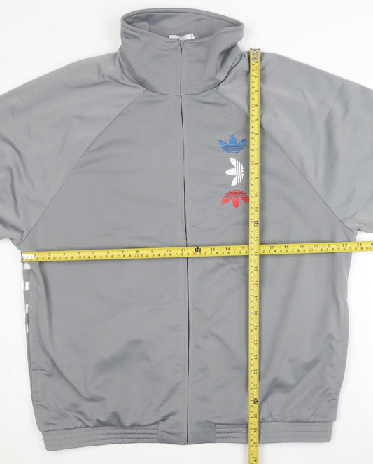 Adidas Mens Grey Track Jacket Size M Full Zip Sports Activewear