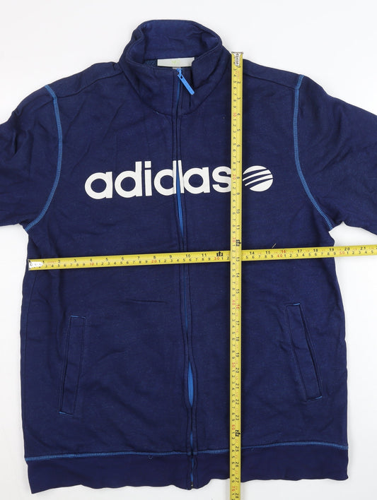 Adidas Men’s Blue Track Jacket L Regular Fit Full Zip Cotton Blend