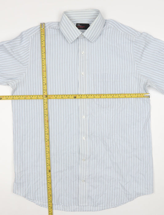 Mens UK Collar Size 16.5 Marks and Spencer Smart Blue Dress Shirt