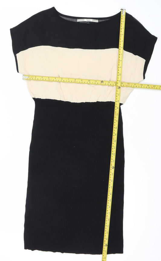 Next Women’s Black Beige Sheath Knee Length Dress Size 10