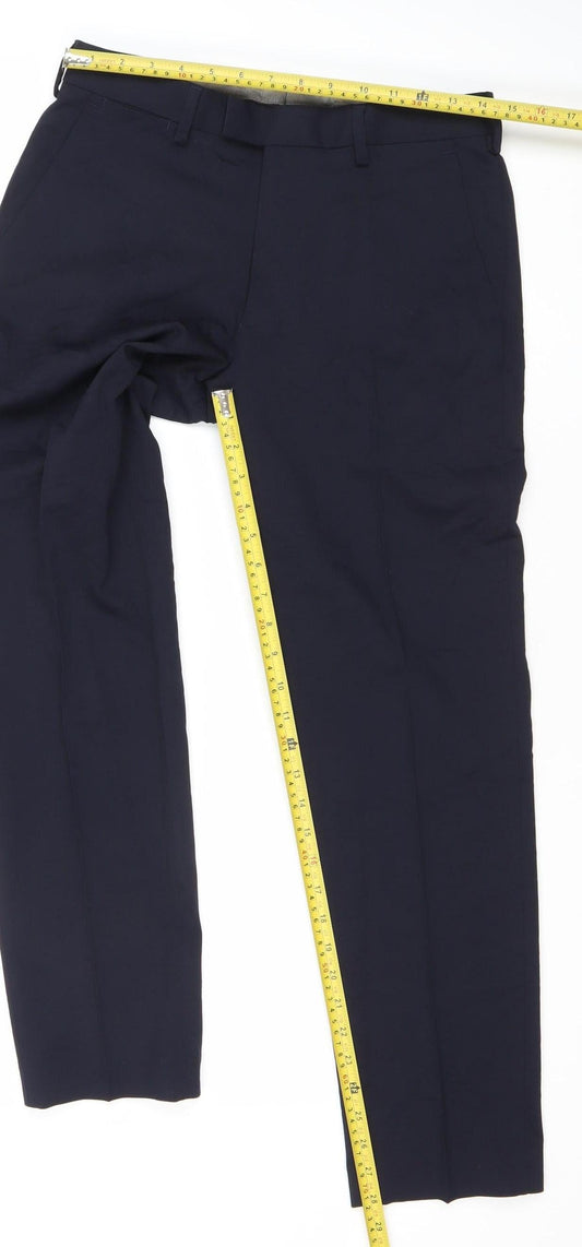 Mens UK Size 30 in Marks and Spencer Slim Fit Dress Pants Blue Trousers