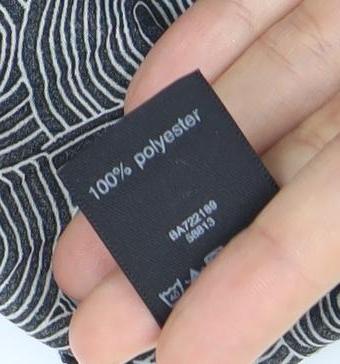 F&F Womens Black Geometric Button-Up Blouse Size 12 Long Sleeve