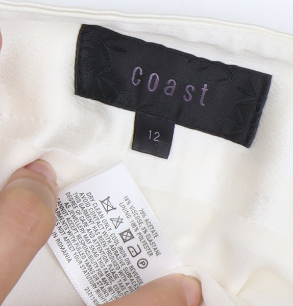 Coast Womens Ivory Wide-Leg Dress Pants Size 12