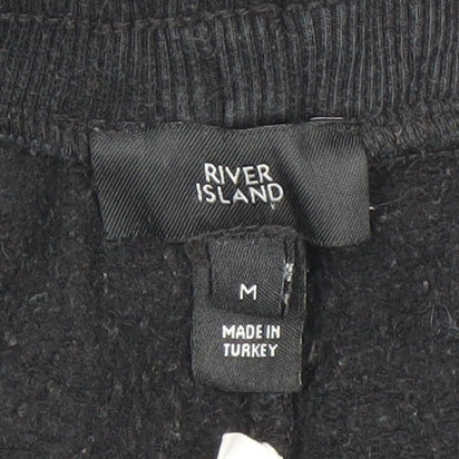 River Island Men’s Black Jogger Trousers M Fleece Elastic Waist Pockets