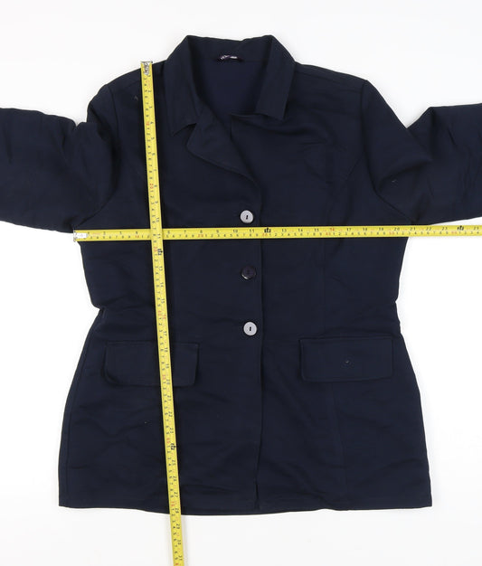 C&A Womens Blue Size 14 Suit Jacket Three Button Lined Workwear