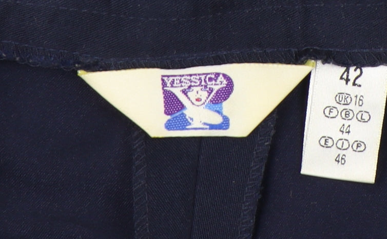 Yessica Women’s Blue Linen Cotton Tapered Trousers Size 16