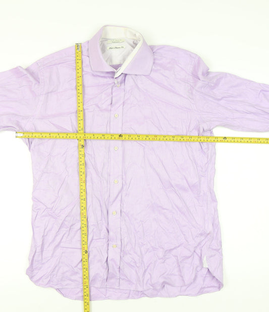 Ted Baker Men’s Purple Classic Fit Long Sleeve Cotton Dress Shirt 17 L