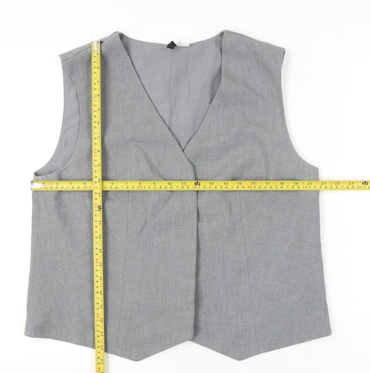 H&M Women Grey Suit Waistcoat L Regular Fit Sleeveless Formal