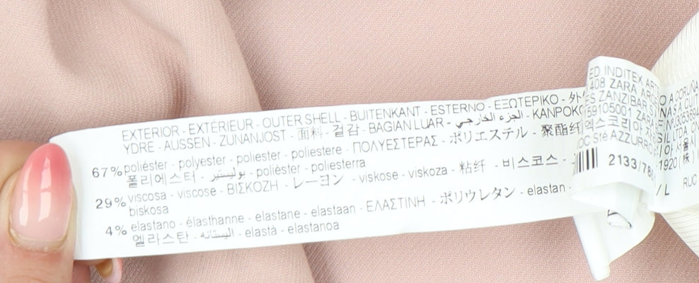 Zara Women Pink Blazer Jacket Size L Single Breasted Notch Lapel