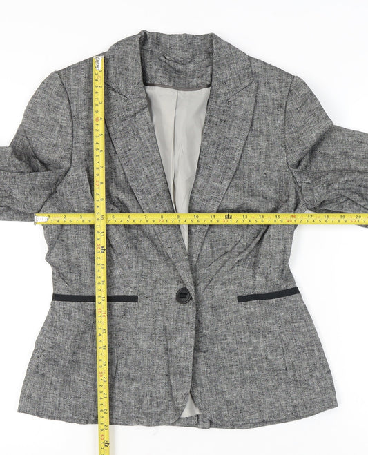 Dorothy Perkins Women Grey Linen Blend Size 10 Suit Jacket Blazer