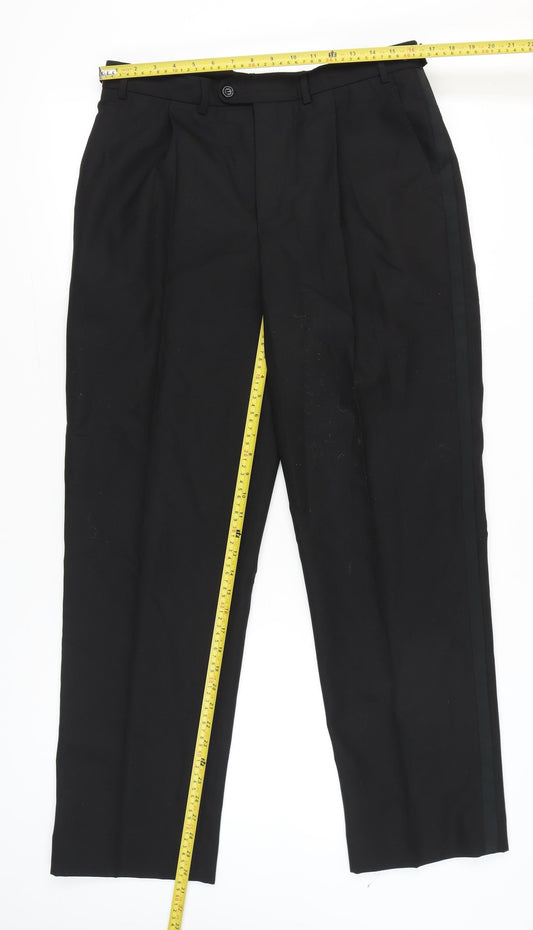 Mens UK Size 34 Armando Regular Fit Dress Pants Black Trousers