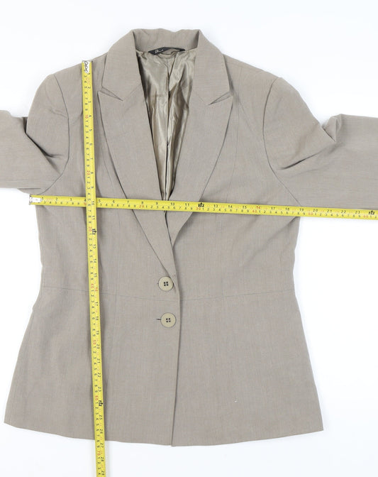 BHS Women Beige 14 Regular Fit Two-Button Work Blazer Jacket