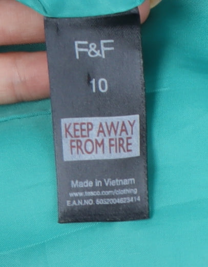 F&F Women’s Green Mid-Length Coat Size 10 Button Classic