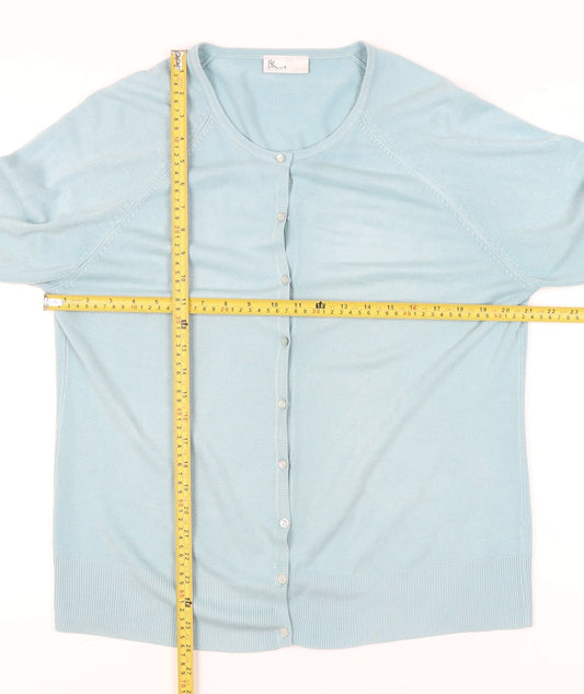 BHS Womens Blue Crew Neck Button Cardigan Size 16 Regular Fit