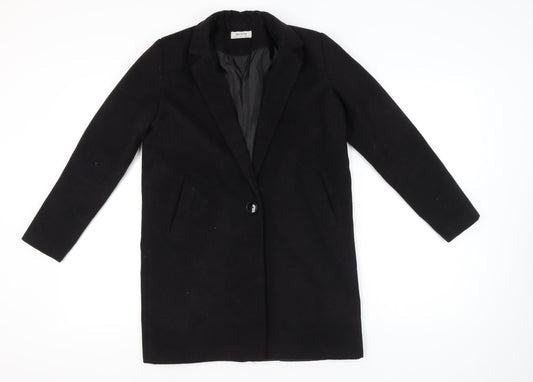Womens UK Size 12 Bershka Black Overcoat