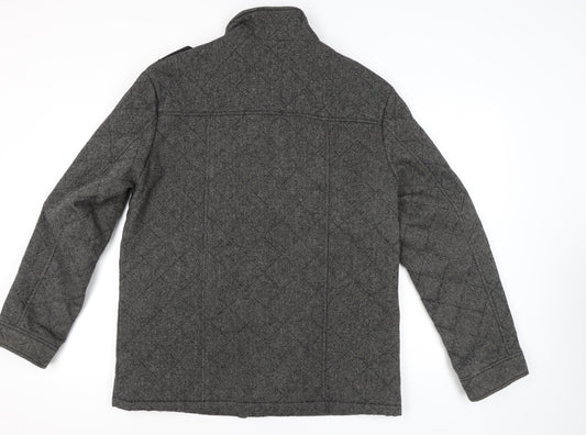 George Men's Grey Quilted Wool Blend Jacket XL 45"-47" Casual Workwear