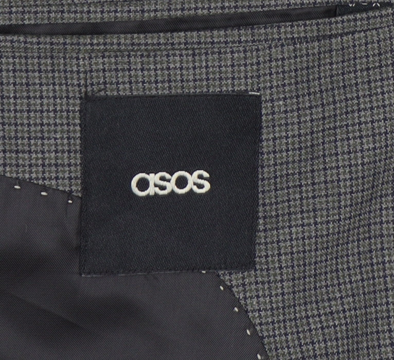ASOS Men’s Grey Slim Fit Checked Blazer Jacket 40 Chest