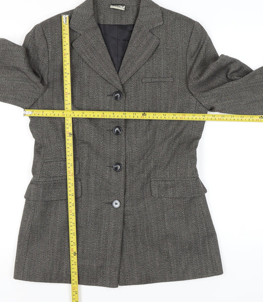 Select Women Grey Herringbone Suit Jacket Size 12 Tailored Blazer