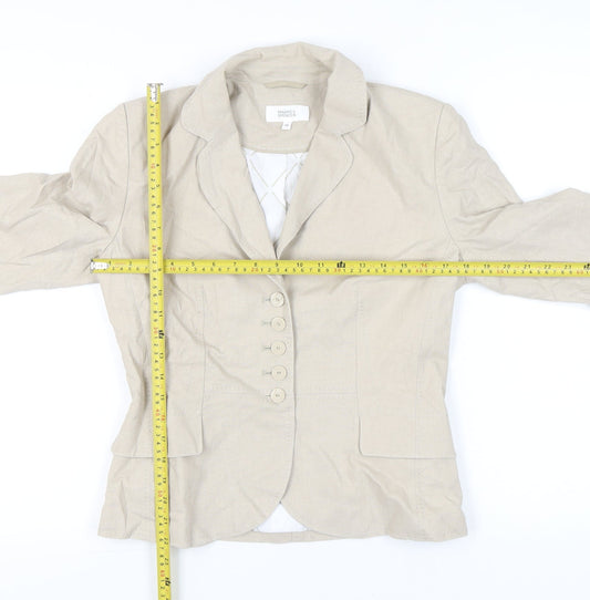 Marks and Spencer Women’s Beige Linen Blend Tailored Suit Jacket Size 10