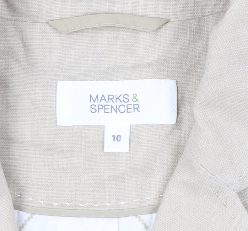 Marks and Spencer Women’s Beige Linen Blend Tailored Suit Jacket Size 10