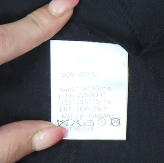 Daniel Hechter Men’s Black Wool Dress Pants Size 34 Short