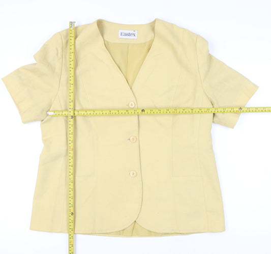 Eastex Womens Yellow Viscose Blend Suit Jacket Size 16 Short Sleeve