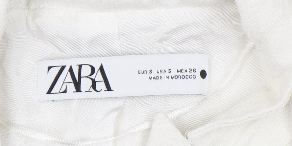 Zara Women White Size 8 Double-Breasted Blazer Jacket