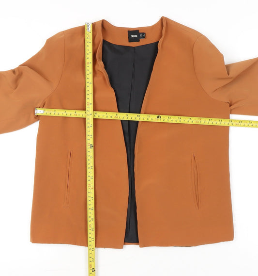 ASOS Women Brown Size 8 Regular Fit Open Front Blazer Jacket