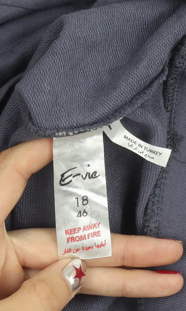 E-vie Girls Blue Pullover Sweatshirt Size 18Y Graphic Print Crew Neck