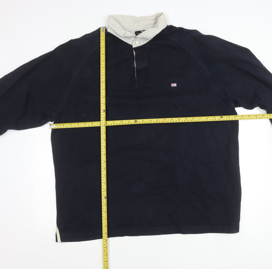 Marks and Spencer Blue Harbour Men's Navy 2XL Long Sleeve Polo Shirt Cotton