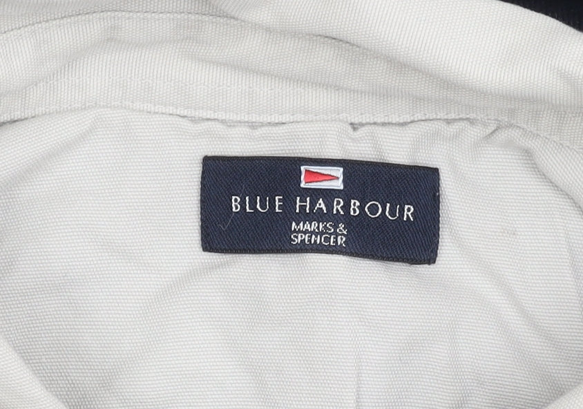 Marks and Spencer Blue Harbour Men's Navy 2XL Long Sleeve Polo Shirt Cotton